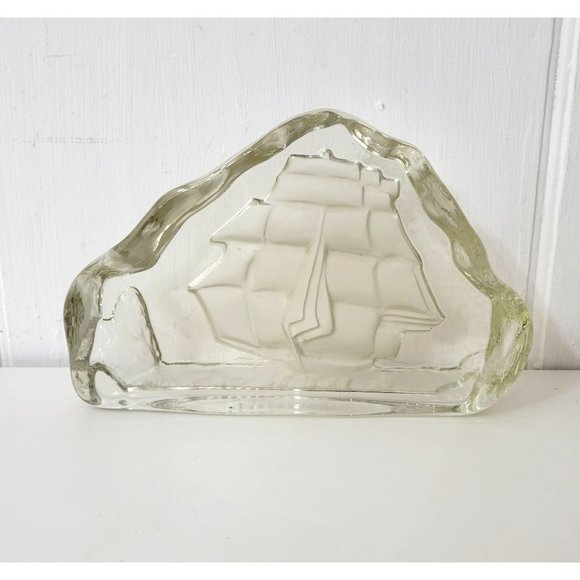 Viking Art Glass Clipper Ship Heavy Bookend, Doorstop, Paperweight, Sculpture - Picture 2 of 7